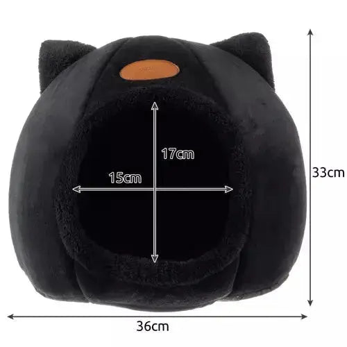 Culcus de Plus pentru Pisici, Culoare Neagra, Umplutura din Bumbac PP, Negru - Cumpara24