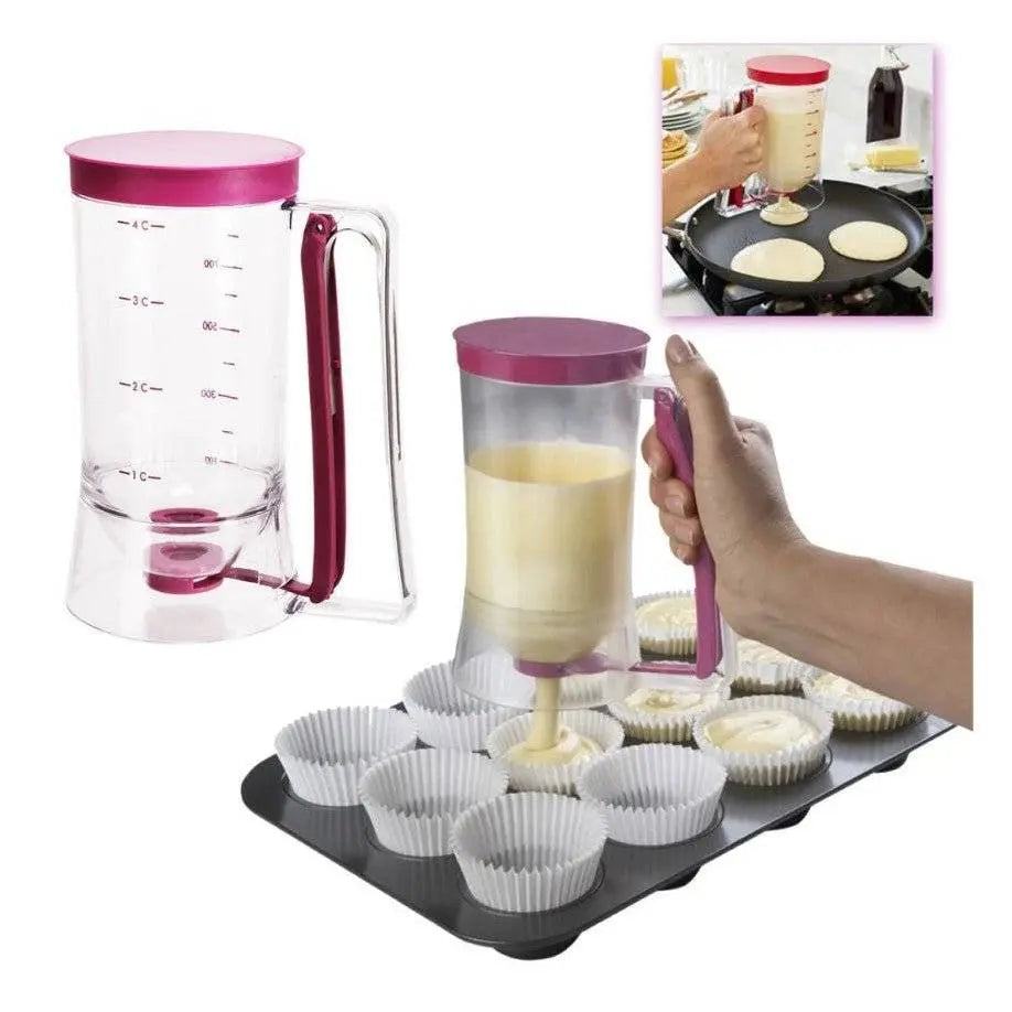 Dispenser de Aluat Pentru Prajituri, din Plastic, Maner cu Arc, 900 ml, Usor de Manipulat si Utilizat, Mov - Cumpara24