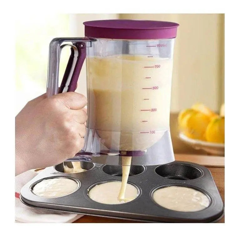 Dispenser de Aluat Pentru Prajituri, din Plastic, Maner cu Arc, 900 ml, Usor de Manipulat si Utilizat, Mov - Cumpara24