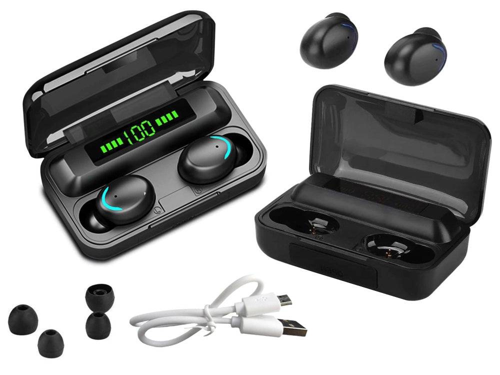Casti Wireless Bluetooth F9 TWS cu Powerbank, afisaj digital si accesorii incluse, disponibile pe Cumpara24 la RON59.89.