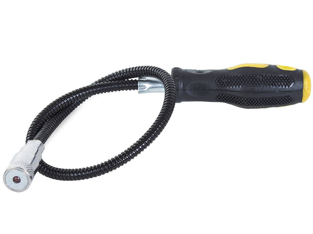 Unelte magnetice cu braț flexibil și mâner cauciucat, perfecte pentru mecanici și tehnicieni auto.