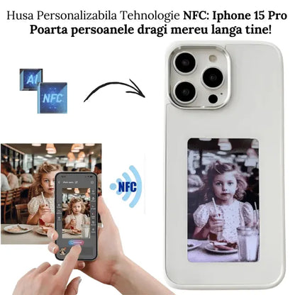 Husa iPhone 15, TechGS®️, Personalizabila prin Tehnologia NFC, Afișaj E - Paper in 3 Culori, Cerneala Inteligentă, Cutie Reciclabila - Cumpara24