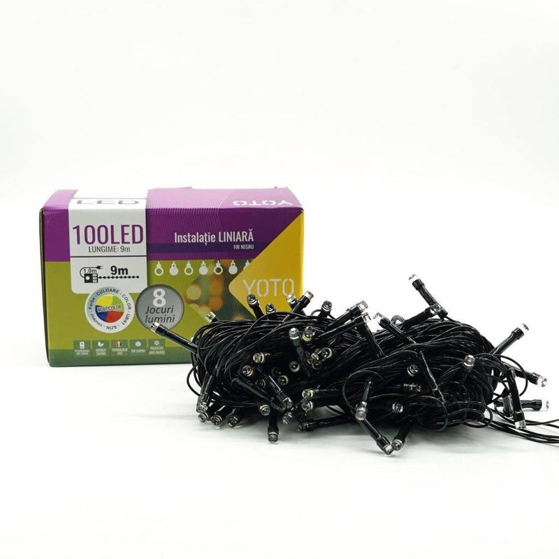 Instalatie de Craciun Liniara, 10 m, 8 Jocuri de Lumini, Controler, Multicolor - Cumpara24