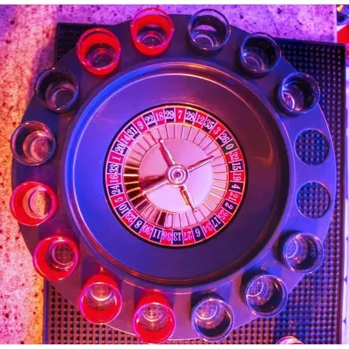 Joc ruleta cu shot - uri, diametru 30 cm, 16 pahare din sticla, capacitate 25 ml - Cumpara24