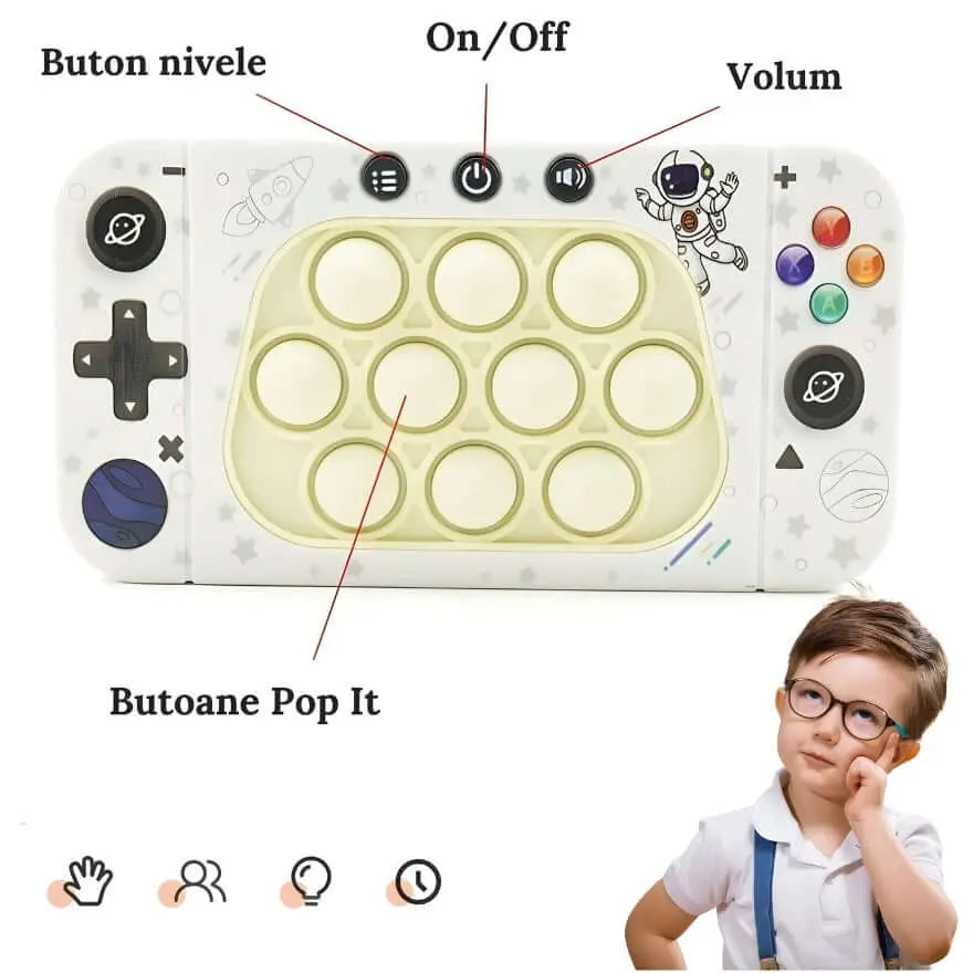 Jucarie Interactiva Tip Consola pentru Copii, Speed Push Whack - a - mole, Joc de Viteza Pop IT, Cu Nivele, Sunete si Lumini, 15.5 x 7.6 x 5.3 cm - Cumpara24