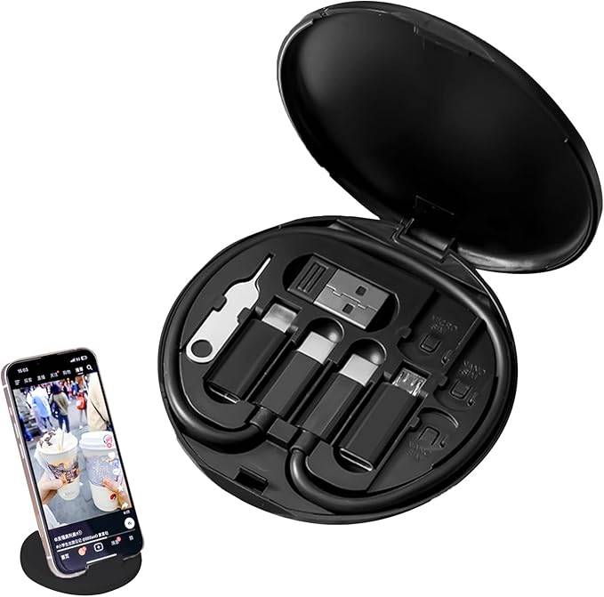 Set complet Kit Adaptoare Cabluri USB la USB-C, Universal, organizat într-o carcasă portabilă, perfect pentru călătorii și utilizare zilnică.
