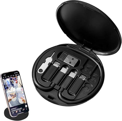 Set complet Kit Adaptoare Cabluri USB la USB-C, Universal, organizat într-o carcasă portabilă, perfect pentru călătorii și utilizare zilnică.