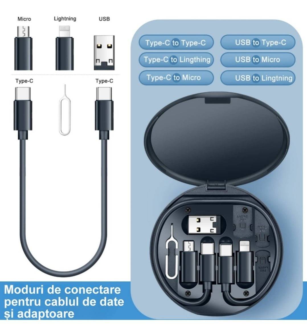 Moduri de conectare variate pentru Kit Adaptoare Cabluri USB la USB-C, Universal, compatibil cu USB, Micro, Lightning și Type-C pentru flexibilitate maximă.
