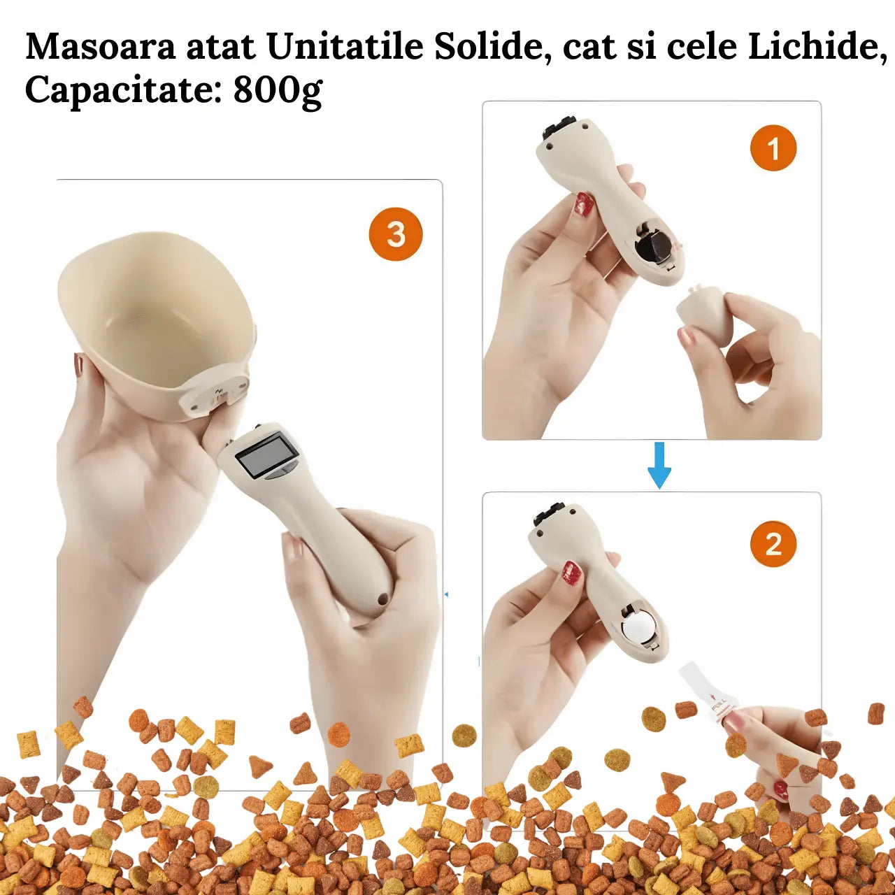 Lingura Electronica pentru Portionare Precisa a Hranei Animalelor, TechGS, 800 g, Alb - Cumpara24