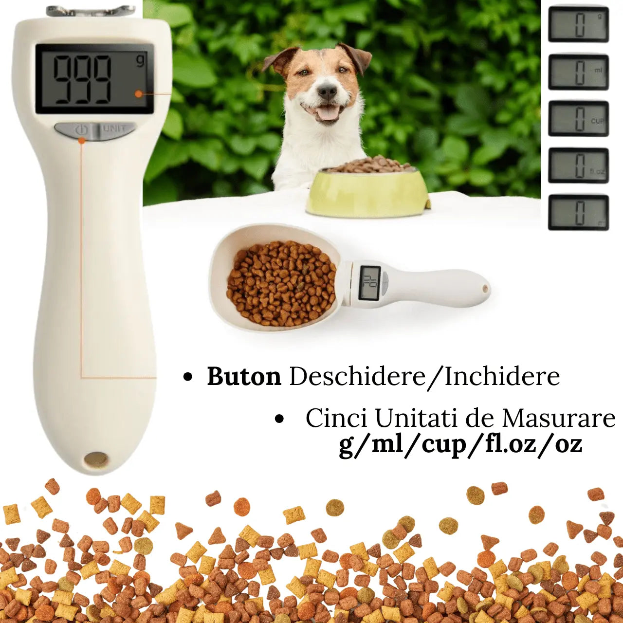 Lingura Electronica pentru Portionare Precisa a Hranei Animalelor, TechGS, 800 g, Alb - Cumpara24