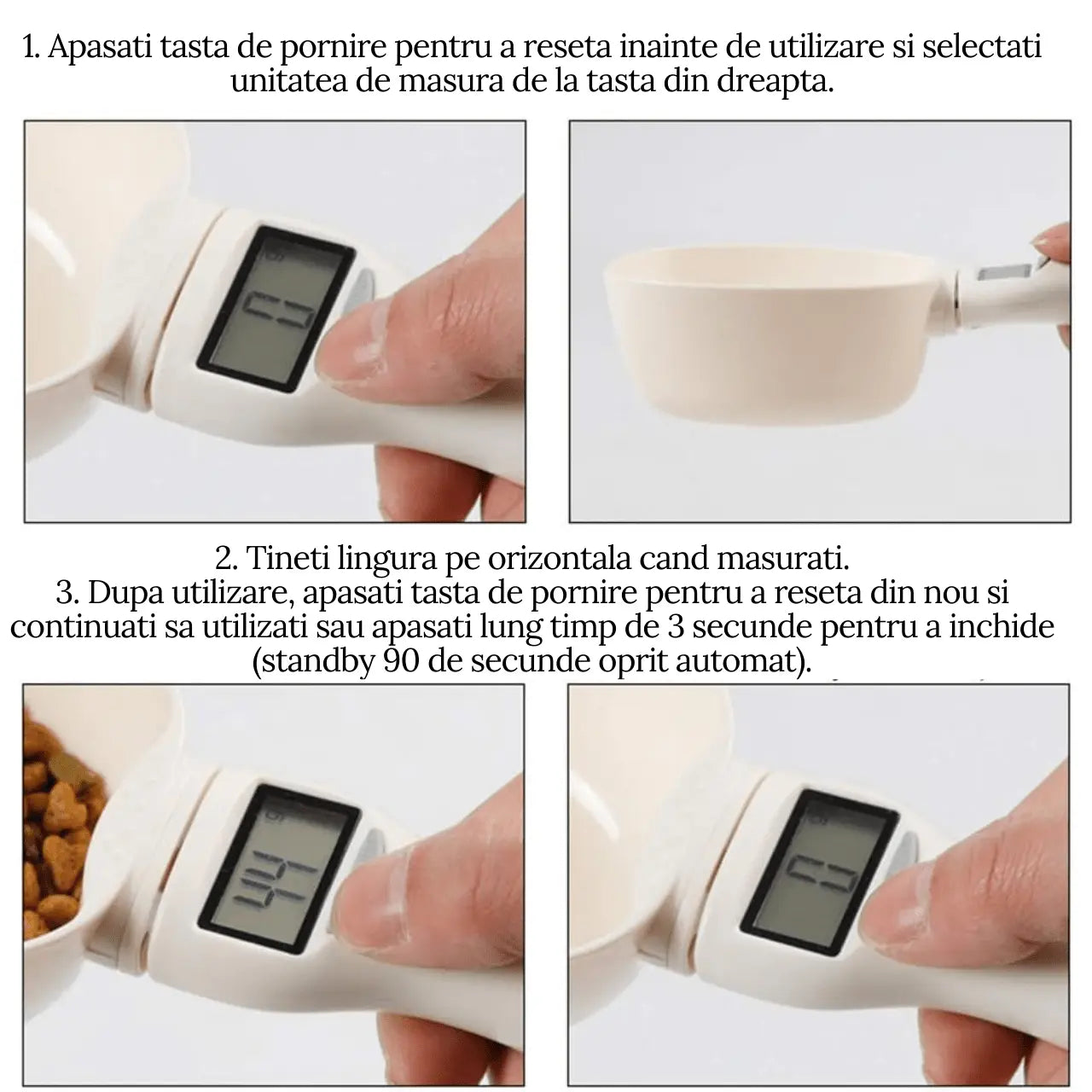 Lingura Electronica pentru Portionare Precisa a Hranei Animalelor, TechGS, 800 g, Alb - Cumpara24