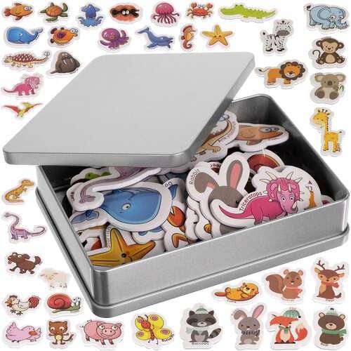Magneti de Frigider, Forma Animale Cutie Metalica - Set de 40 Buc - Cumpara24