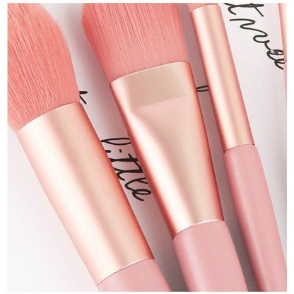 Mini Set Portabil 8 Pensule de Machiaj cu Husa Roz - Cumpara24