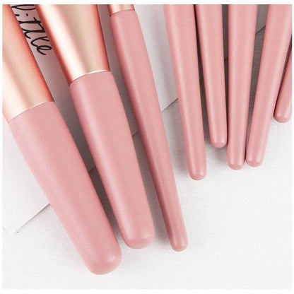 Mini Set Portabil 8 Pensule de Machiaj cu Husa Roz - Cumpara24