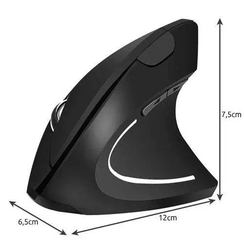 MOUSE VERTICAL FARA FIR/WIRELESS, 6 BUTOANE, NEGRU - Cumpara24