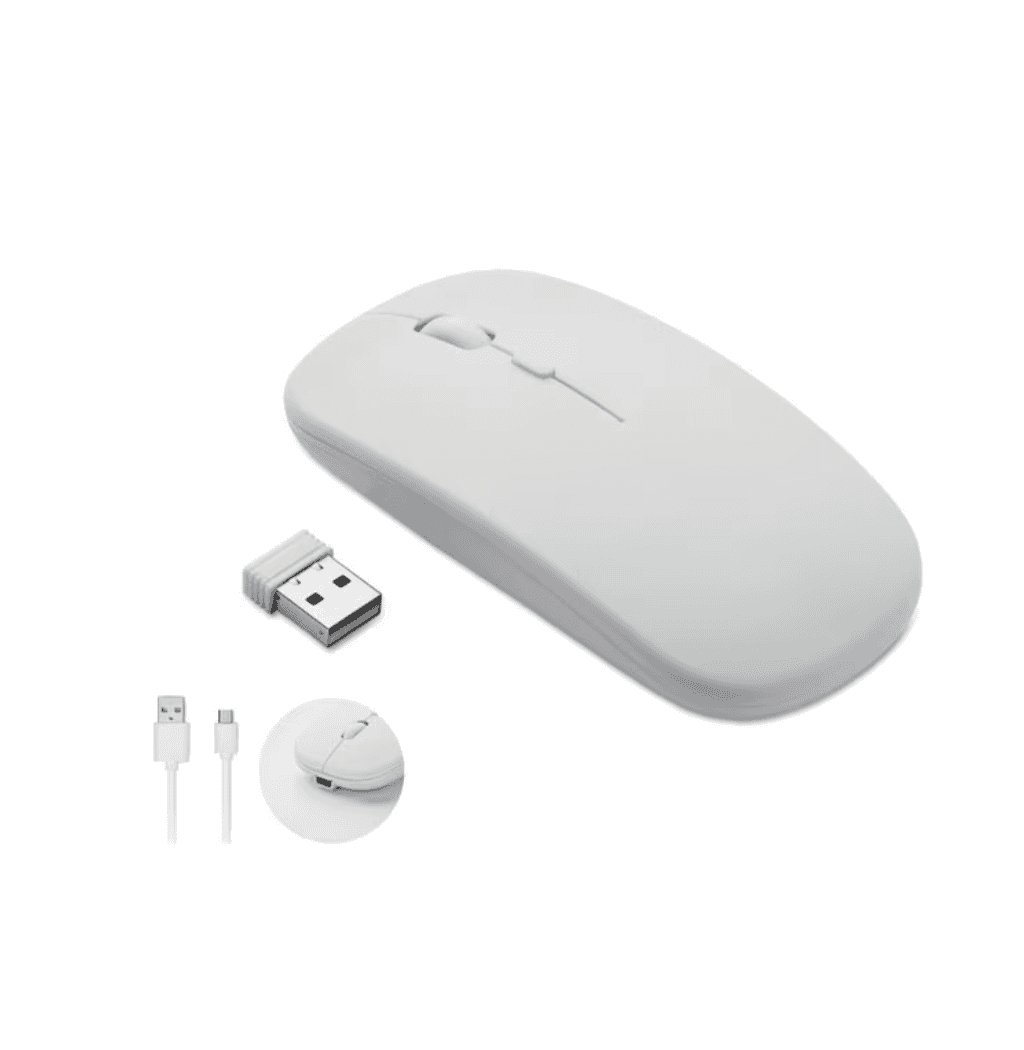 Mouse Wireless Fara Fir Ultra Slim, Bluetooth, USB, Reincarcabil si Fara Zgomot BT5.2 + 2.4Ghz, 1600DPI, LED RGB, Alb - Cumpara24