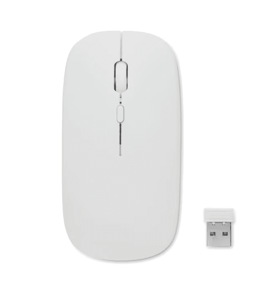 Mouse Wireless Fara Fir Ultra Slim, Bluetooth, USB, Reincarcabil si Fara Zgomot BT5.2 + 2.4Ghz, 1600DPI, LED RGB, Alb - Cumpara24