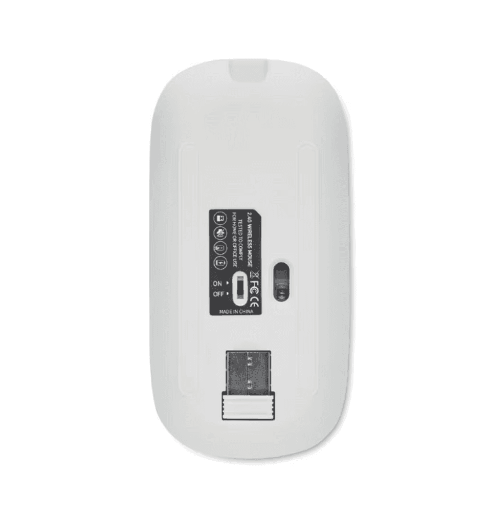 Mouse Wireless Fara Fir Ultra Slim, Bluetooth, USB, Reincarcabil si Fara Zgomot BT5.2 + 2.4Ghz, 1600DPI, LED RGB, Alb - Cumpara24