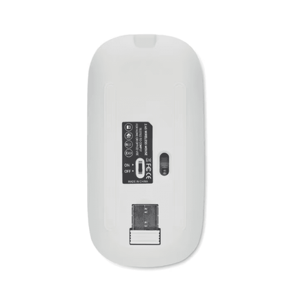 Mouse Wireless Fara Fir Ultra Slim, Bluetooth, USB, Reincarcabil si Fara Zgomot BT5.2 + 2.4Ghz, 1600DPI, LED RGB, Alb - Cumpara24