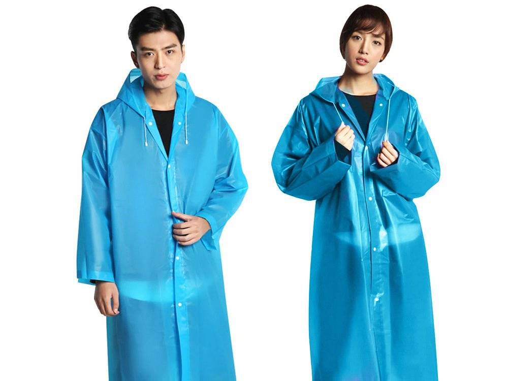 PELERINA DE PLOAIE CU GLUGA STIL PONCHO, ALBASTRU - Cumpara24