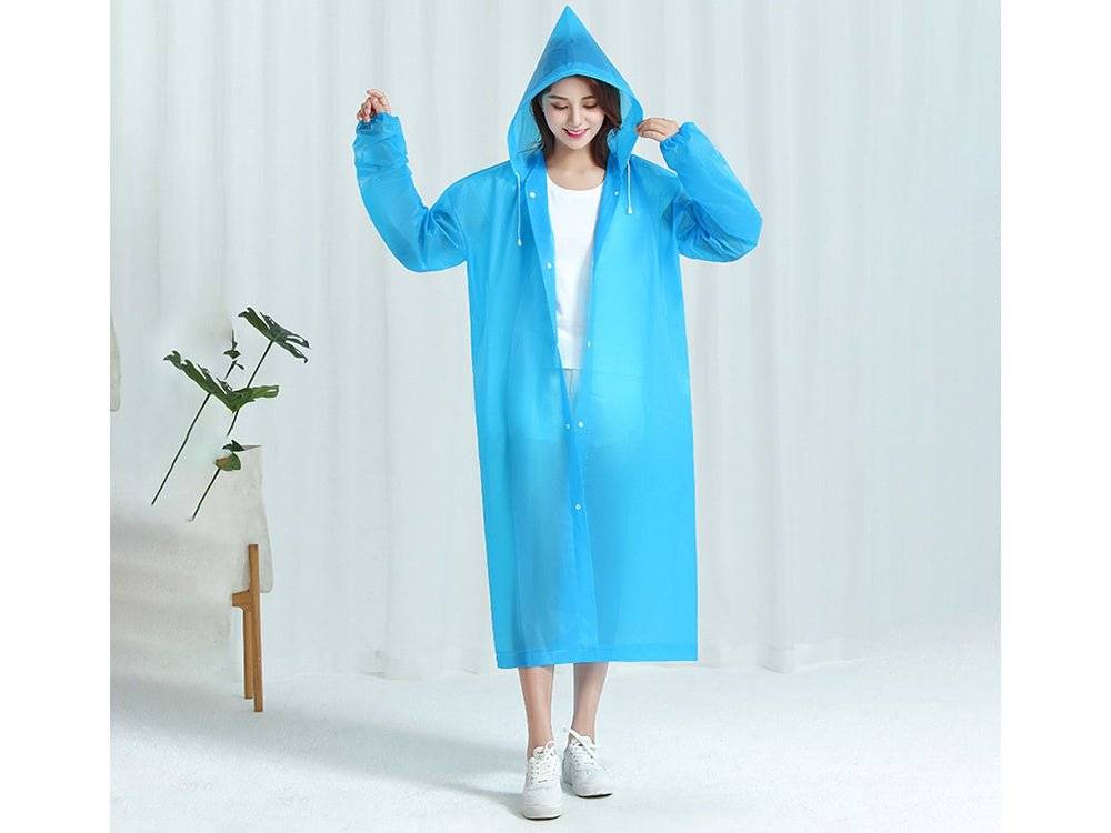 PELERINA DE PLOAIE CU GLUGA STIL PONCHO, ALBASTRU - Cumpara24