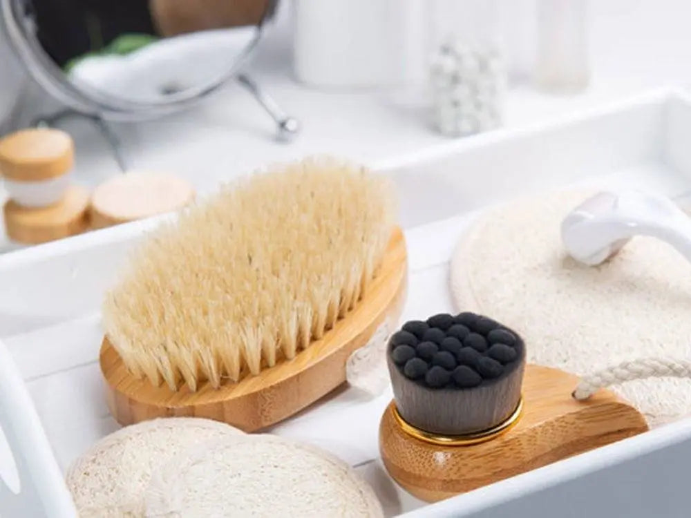 Perie Corp Pentru Exfoliere, Masaj Umed/Uscat, din Par Natural - Cumpara24