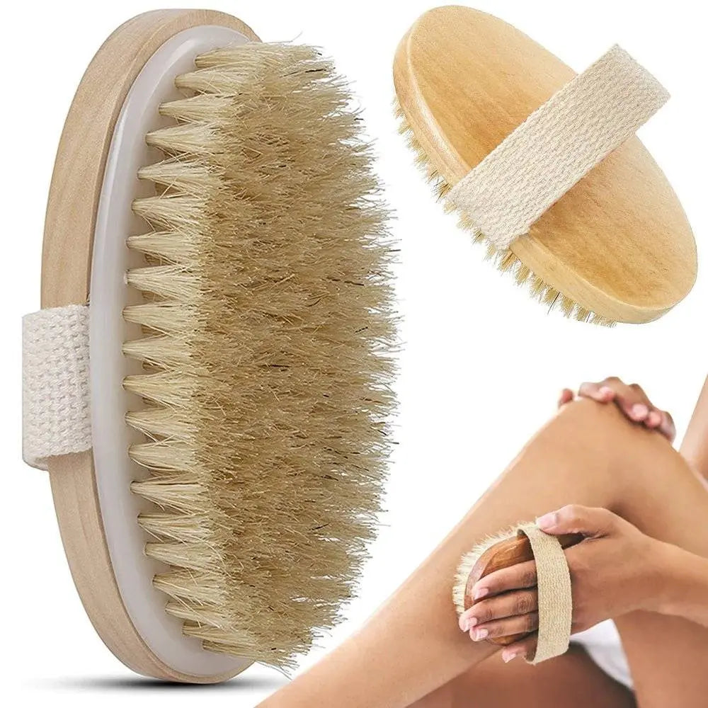 Perie Corp Pentru Exfoliere, Masaj Umed/Uscat, din Par Natural - Cumpara24
