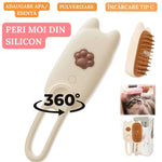 Perie Ergonomica 3 in 1 cu Vapori de Apa, PetLife pentru Caini si Pisici, Peri din Silicon Moi, Dozator Incorporat, Functie de Indepartare Par Excesiv, Efect de Masaj, Stimuleaza Circulatia Sanguina, Incarcare TipC + Rola Saci Igenici, Bej - Cumpara24