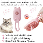 Perie Ergonomica 3 in 1 cu Vapori de Apa, PetLife pentru Caini si Pisici, Peri din Silicon Moi, Dozator Incorporat, Functie de Indepartare Par Excesiv, Efect de Masaj, Stimuleaza Circulatia Sanguina, Incarcare TipC + Rola Saci Igenici, Pink - Cumpara24