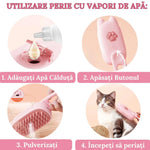 Perie Ergonomica 3 in 1 cu Vapori de Apa, PetLife pentru Caini si Pisici, Peri din Silicon Moi, Dozator Incorporat, Functie de Indepartare Par Excesiv, Efect de Masaj, Stimuleaza Circulatia Sanguina, Incarcare TipC + Rola Saci Igenici, Pink - Cumpara24