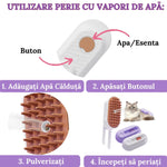 Perie Ergonomica 3 in 1 cu Vapori de Apa, PetLife pentru Caini si Pisici, Peri din Silicon Moi, Dozator Incorporat, Functie de Indepartare Par Excesiv, Efect de Masaj, Stimuleaza Circulatia Sanguina, Incarcare TipC + Rola Saci Igenici, Alb Maroniu - Cumpara24