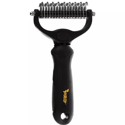 Perie Trimmer cu 2 Fete, Anti - naparlire, Descalcire blana Pisici si Caini, Negru - Cumpara24