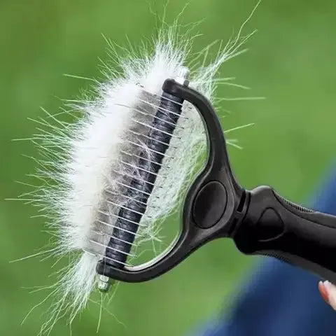 Perie Trimmer cu 2 Fete, Anti - naparlire, Descalcire blana Pisici si Caini, Negru - Cumpara24