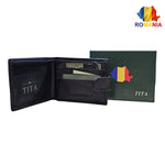 Portofel Barbati, Piele Naturala cu Compartiment Carte de Identitate, Inchidere Capsa, 10x12x3 cm, Negru - Cumpara24