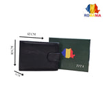 Portofel Barbati, Piele Naturala cu Compartiment Carte de Identitate, Inchidere Capsa, 10x12x3 cm, Negru - Cumpara24