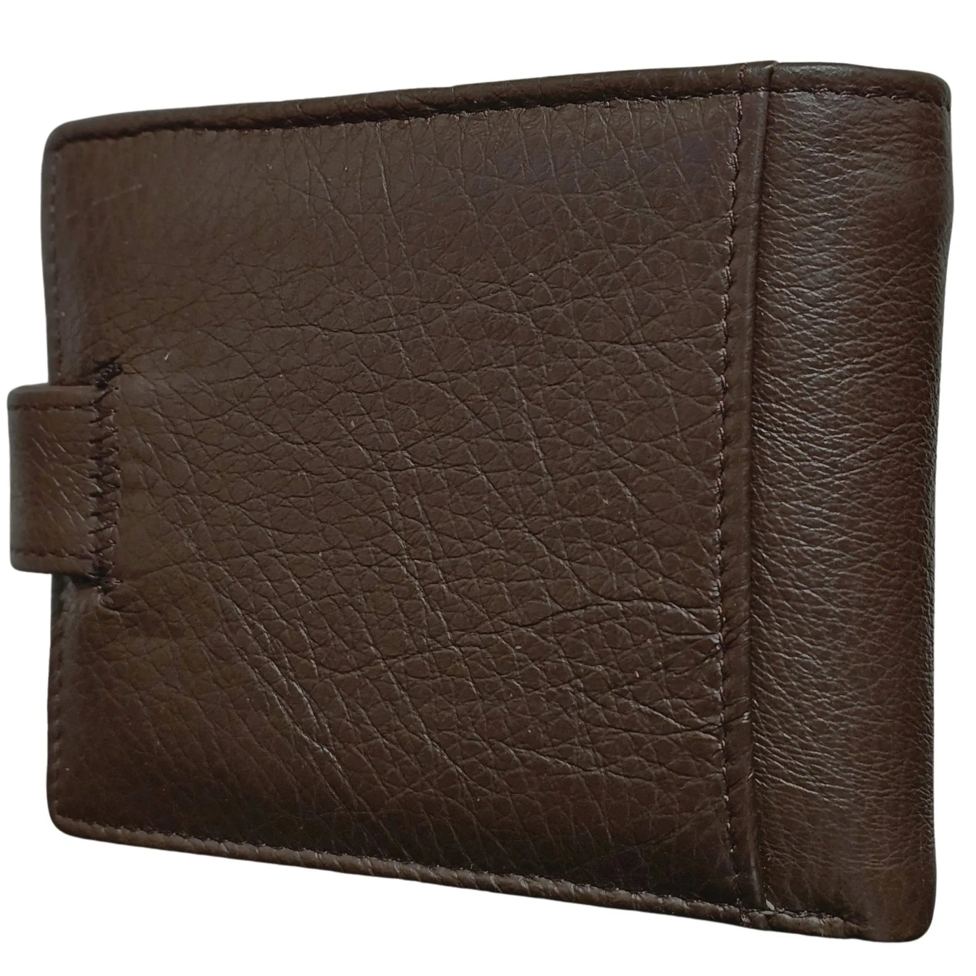 Portofel Barbati, Piele Naturala cu Compartiment Carte de Identitate, Inchidere Capsa, 13x10x2.5 cm, Maro - Cumpara24