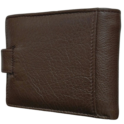 Portofel Barbati, Piele Naturala cu Compartiment Carte de Identitate, Inchidere Capsa, 13x10x2.5 cm, Maro - Cumpara24