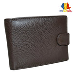 Portofel Barbati, Piele Naturala cu Compartiment Carte de Identitate, Inchidere Capsa, 13x10x2.5 cm, Maro - Cumpara24