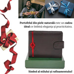 Portofel Barbati, Piele Naturala cu Compartiment Carte de Identitate, Inchidere Capsa, 13x10x2.5 cm, Maro - Cumpara24