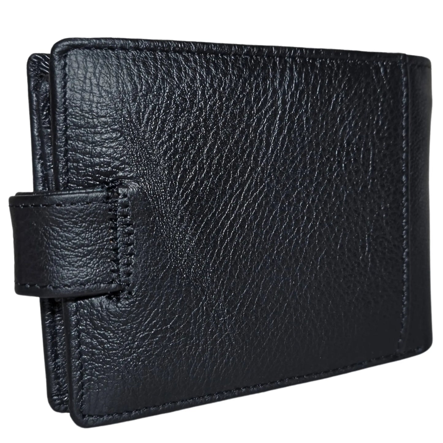 Portofel Barbati, Piele Naturala cu Compartiment Carte de Identitate si Permis Auto, Inchidere Capsa, 13x10x2.5 cm, Negru - Cumpara24