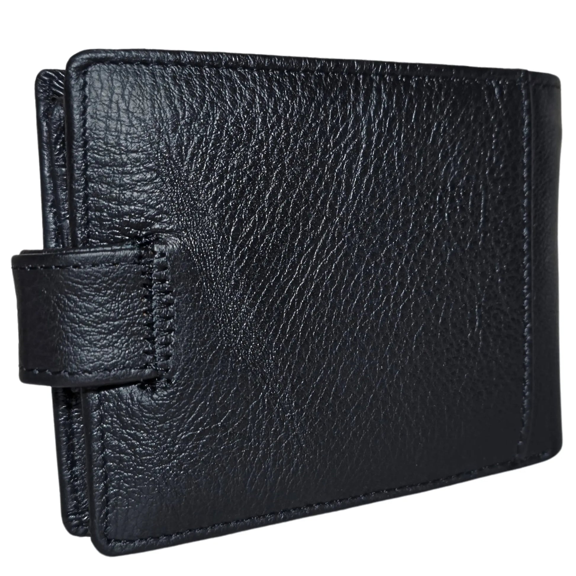 Portofel Barbati, Piele Naturala cu Compartiment Carte de Identitate si Permis Auto, Inchidere Capsa, 13x10x2.5 cm, Negru - Cumpara24
