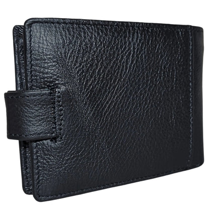 Portofel Barbati, Piele Naturala cu Compartiment Carte de Identitate si Permis Auto, Inchidere Capsa, 13x10x2.5 cm, Negru - Cumpara24