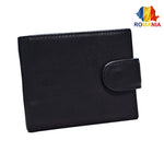 Portofel Barbati, Piele Naturala cu Compartiment Permis Auto, Inchidere Capsa, 10x12x3 cm, Negru - Cumpara24
