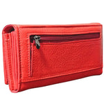 Portofel Dama, Piele Naturala, 17 Compartimente Totale, Buzunar Permis Auto, Inchidere Capsa Magnetica, 18.5x10x3 cm, Rosu - Cumpara24