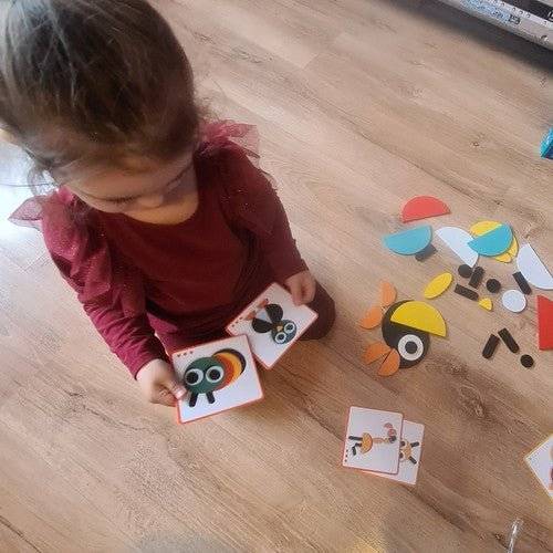 Puzzle din Lemn cu Forme Geometrice Si Animale pentru Gandire Logica, Multicolor - Cumpara24