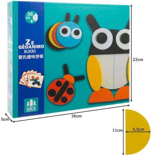 Puzzle din Lemn cu Forme Geometrice Si Animale pentru Gandire Logica, Multicolor - Cumpara24