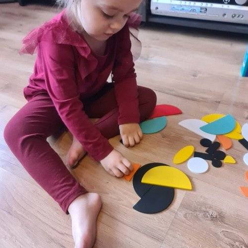 Puzzle din Lemn cu Forme Geometrice Si Animale pentru Gandire Logica, Multicolor - Cumpara24