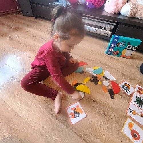 Puzzle din Lemn cu Forme Geometrice Si Animale pentru Gandire Logica, Multicolor - Cumpara24