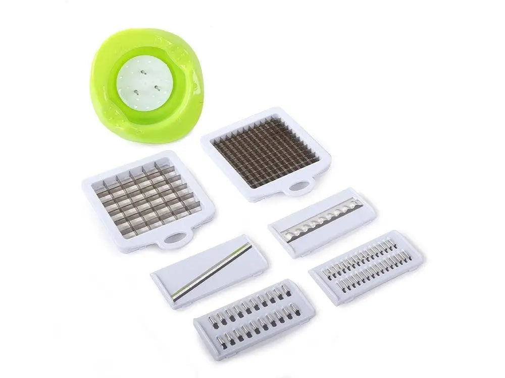 Razatoare Multifunctionala Pentru Fructe si Legume, 7 Accesorii, Recipient 1.5L, Verde - Cumpara24