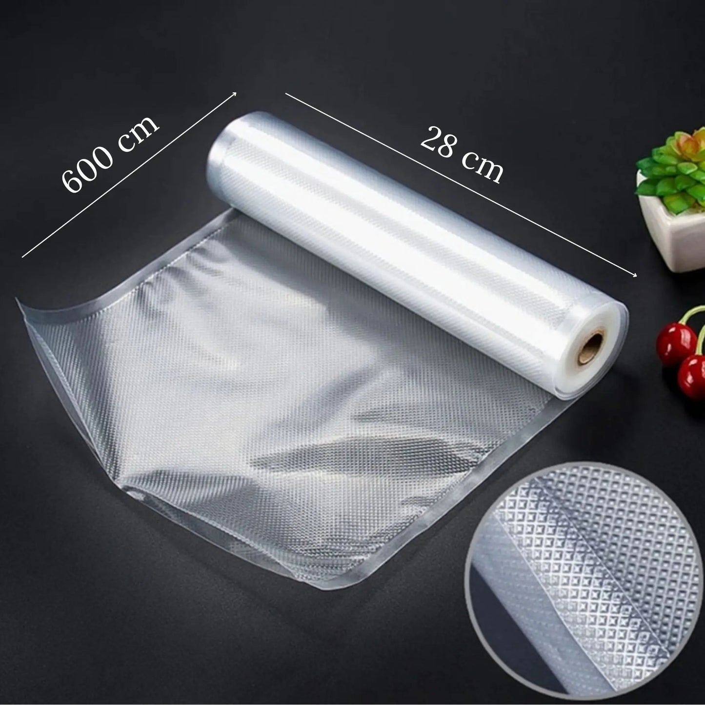 Rola de Vidat Universale pentru Aparat de Vidat Alimente, 28 x 600 cm, Reutilizabile, Transparenta - Cumpara24